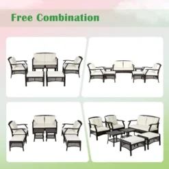 Costway 7PCS Patio Rattan Furniture Set Cushioned Sofas Loveseat Yard W/Waterproof Cover -Outdoor Deals Garden Store GUEST ca4fcf8c a851 4165 a072 0183616572f1