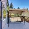 Costway Outdoor Patio Swing Canopy 3 Person Canopy Swing Chair Patio Hammock Brown