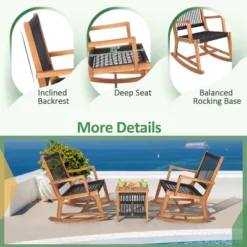 Costway 3pcs Patio Acacia Wood Bistro Table Rocking Chair Set All-Weather Rope Outdoor 15 Costway 3pcs Patio Acacia Wood Bistro Table Rocking Chair Set All-Weather Rope Outdoor -Outdoor Deals Garden Store GUEST caf65e61 a97b 4480 a428 28e19e45009b