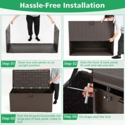 Costway 105 Gallon Outdoor Resin Deck Box All Weather Lockable Storage Container Brown -Outdoor Deals Garden Store GUEST cb321811 6ff7 4ddb b315 8dd7249f2fa1