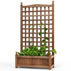 Costway Solid Wood Planter Box With Trellis Weather-Resistant Outdoor 25''x11''x48'' -Outdoor Deals Garden Store GUEST cbe223e8 3fb9 49ef a8a6 892345f615c2