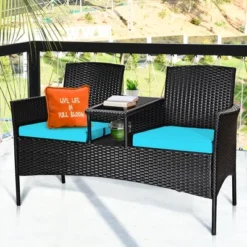Costway Patio Rattan Conversation Set Seat Sofa Cushioned Loveseat Glass Table Chair RedTurquoise 18 Costway Patio Rattan Conversation Set Seat Sofa Cushioned Loveseat Glass Table Chair RedTurquoise -Outdoor Deals Garden Store GUEST cbeba2cf 318c 4286 a3c1 bc041928816b