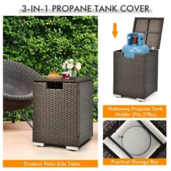Costway 32''x 20'' Propane Rattan Fire Pit Table Set W/ Side Table Tank & Cover 40,000 BTU -Outdoor Deals Garden Store GUEST cc42f036 e9da 4c3a 95e2 408f687c4e04