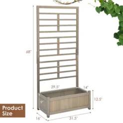 Costway 2PC 68in Wood Planter Box W/Trellis Raised Garden Bed For Climbing Plant -Outdoor Deals Garden Store GUEST cc571e76 e514 45d1 a520 3f01881ebe22