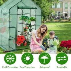 Costway Walk-in Greenhouse 56''x56''x77'' Gardening W/Observation Windows 2 Tier 8 Shelves 10 Costway Walk-in Greenhouse 56''x56''x77'' Gardening W/Observation Windows 2 Tier 8 Shelves -Outdoor Deals Garden Store GUEST ccb181c0 1808 4704 9b41 b678ad09f160
