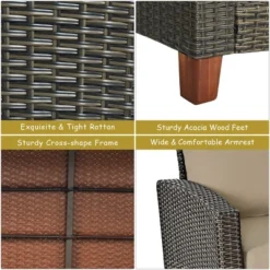 Costway 4PCS Patio Rattan Furniture Set Solid Wood Leg Cushioned Sofa Garden Lawn -Outdoor Deals Garden Store GUEST cd8a696a 28dd 435f 8b4d 1660e0a0abde