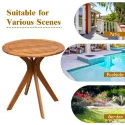 Costway 27'' Outdoor Round Table Solid Wood Coffee Side Bistro Table -Outdoor Deals Garden Store GUEST ce269f0a 5b27 4eeb 90bd 2793d7eda592