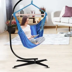 Costway Hammock Rope Chair Patio Porch Yard Tree Hanging Air Swing Outdoor (Blue) -Outdoor Deals Garden Store GUEST ce27771c f96e 423e a01a 5d4d3b9908f2