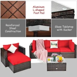 Costway 6PCS Patio Rattan Furniture Set Cushion Sofa Coffee Table -Outdoor Deals Garden Store GUEST ce8895b3 593d 4092 adf5 f0c6a6e8bab1