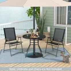 Costway 34 Inch Patio Dining Table Round Tempered Glass Tabletop With 1.5'' Umbrella Hole 12 Costway 34 Inch Patio Dining Table Round Tempered Glass Tabletop With 1.5'' Umbrella Hole -Outdoor Deals Garden Store GUEST cf375f86 6817 47ad b08e 0458d3bbb8da