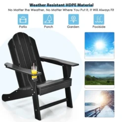 Costway 4PCS Patio Adirondack Chair Weather Resistant Garden Deck W/Cup Holder WhiteBlackGreyTurquoise -Outdoor Deals Garden Store GUEST d051dbf2 afe0 476d b398 ee833b6de5ae