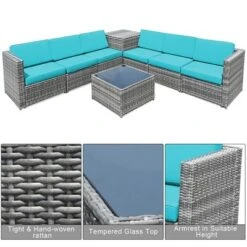 Costway 8 PCS Wicker Sofa Rattan Furniture Set Patio Furniture W/ Storage Table White BlackTurquoiseRed -Outdoor Deals Garden Store GUEST d060478d afd1 419a b8cd 7f1070645e5d