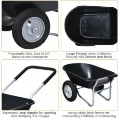 Costway 2 Tire Wheelbarrow Cart Heavy-duty Dolly Utility Cart Black 12 Costway 2 Tire Wheelbarrow Cart Heavy-duty Dolly Utility Cart Black -Outdoor Deals Garden Store GUEST d121381c 09a3 4e76 b627 5150002fb85b