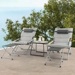Costway 5pcs Patio Folding Sling Chair Set Ottoman Table Portable Headrest Outdoor Beach -Outdoor Deals Garden Store GUEST d199d901 aeda 4b13 9382 8d1724504906