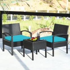 Costway 3PC Patio Rattan Furniture Set Coffee Table Conversation Sofa Cushioned -Outdoor Deals Garden Store GUEST d1d8ba5d 742f 4a7e 95b1 049b8e32d027