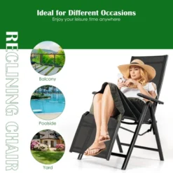 Costway Outdoor Foldable Reclining Chair Aluminum Frame 7-Position Adjustable -Outdoor Deals Garden Store GUEST d2158aab 1a8f 4072 866f ad5dc62c17f1