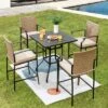 Costway 32'' Patio Square Bar Table Metal Cafe Bistro Table Garden Deck Black