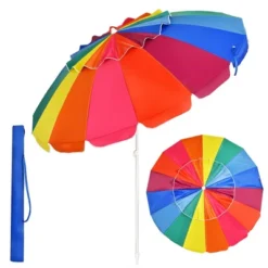 Costway 8 FT Beach Umbrella Outdoor Tilt Sunshade Sand Anchor W/Carry Bag -Outdoor Deals Garden Store GUEST d2b6e30c b492 448d 9af2 309f281b83f0
