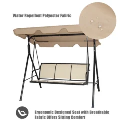 Costway Outdoor Patio Swing Canopy 3 Person Canopy Swing Chair Patio Hammock Brown -Outdoor Deals Garden Store GUEST d2d95b28 c233 4eb2 9ee6 3250f635bc34