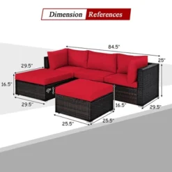 Costway 5PCS Patio Rattan Furniture Set Sectional Conversation Set Ottoman Table Red 11 Costway 5PCS Patio Rattan Furniture Set Sectional Conversation Set Ottoman Table Red -Outdoor Deals Garden Store GUEST d4787a57 2801 4bc4 88fc e1e7b2744f3a