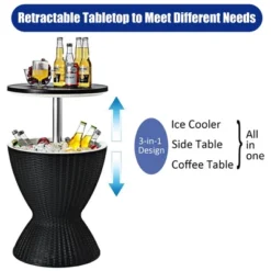 Costway 8 Gallon 3 In 1 Patio Rattan Cooler Bar Table Adjust Ice Bucket BrownBlack -Outdoor Deals Garden Store GUEST d5d3b3df 64a1 41ef 8c1b cefba70d1c37