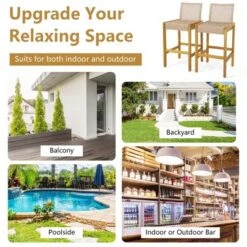 Costway Set Of 4 Patio Wood Barstools Rattan Bar Height Chairs With Backrest Porch Balcony 12 Costway Set Of 4 Patio Wood Barstools Rattan Bar Height Chairs With Backrest Porch Balcony -Outdoor Deals Garden Store GUEST d5f39bbe 9171 4c3e b586 be0f5b1e1171