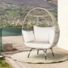Costway Patio Oversized Rattan Egg Chair Lounge Basket With 4 Cushions For Indoor Outdoor