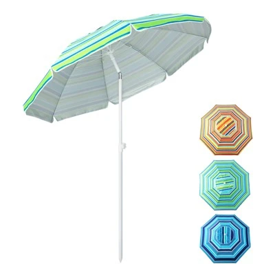 Costway 6.5Ft Patio Beach Sunshade Umbrella Portable Tilt Outdoor Yellowith Green/Navy/Blue 11 Costway 6.5Ft Patio Beach Sunshade Umbrella Portable Tilt Outdoor Yellowith Green/Navy/Blue - Image 11