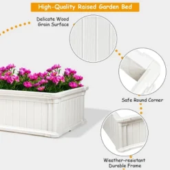 48''x24''Raised Garden Bed Rectangle Plant Box Planter Flower Vegetable White -Outdoor Deals Garden Store GUEST d7c1a097 e6f3 49b0 a030 8f0d97020834