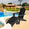 Costway HDPE Patio Adirondack Chair & Folding Footrest Set All-Weather Outdoor WhiteBlackGreyTurquoise