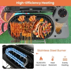 Costway Portable Propane Grill Folding Gas Grill Griddle With Wheels & Side Shelf -Outdoor Deals Garden Store GUEST d8c000bf 7182 4001 beae 6f0287a5d536