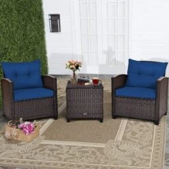Costway 3PCS Patio Rattan Furniture Set Cushioned Conversation Set Sofa -Outdoor Deals Garden Store GUEST d90c8a52 aba5 429a a702 dba4de3749b0