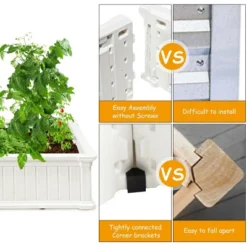 Costway 48.5'' Raised Garden Bed Square Plant Box Planter Flower Vegetable White -Outdoor Deals Garden Store GUEST d9838148 ef75 45b5 92f4 66fe9f6071ed
