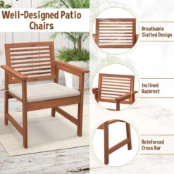 Costway Outdoor Dining Chair Patio Solid Wood Chairs With Comfortable Cushions -Outdoor Deals Garden Store GUEST daa0c3de 0515 44b4 8a6b f2c86993d911
