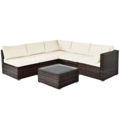 Costway 6PCS Patio Rattan Furniture Set Cushioned Sofa Coffee Table Garden -Outdoor Deals Garden Store GUEST daf24d06 3603 4637 b441 2436196760c0