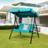 Costway Loveseat Patio Canopy Swing Glider Hammock Cushioned Blue