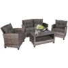 Costway 4PCS/8PCS Patio Rattan Furniture Set Coffee Table Cushioned Sofa Garden Lawn Gray