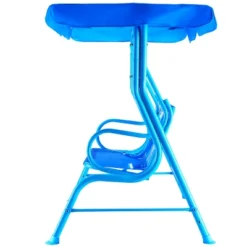Costway Kids Patio Swing Chair Children Porch Bench Canopy 2 Person Yard Furniture Blue -Outdoor Deals Garden Store GUEST dbf9855a bbfe 400d 97a3 e7675ef6a730