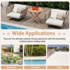 Costway 31.5'' Patio Round Folding Dining Table Solid Teak Wood Natural Outdoor Portable -Outdoor Deals Garden Store GUEST dbffa5ad 6aa4 4916 8fd8 eb789647db2c