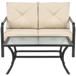 Costway 2 PCS Patio Loveseat With Coffee Table Outdoor Sofa Bench With Cushions -Outdoor Deals Garden Store GUEST dc205c1f eb61 4020 a26c 5f47e898cde3