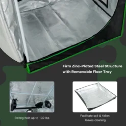 Costway 32''x32''x63''Mylar Hydroponic Grow Tent W/Observation Window & Floor Tray GrayBlack -Outdoor Deals Garden Store GUEST dccdf67b 04eb 4a73 b50c 2b853a58b137