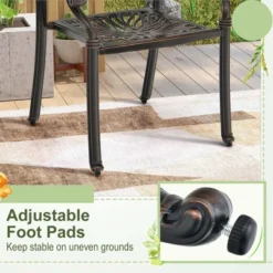 Costway 2pcs Patio Cast Aluminum Dining Chairs Armrests Outdoor Stackable Bronze/White -Outdoor Deals Garden Store GUEST dd7e7001 a03a 4864 beff 30d90905796b