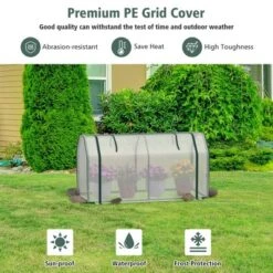 Costway Raised Garden Bed With Dual Zipper Door Greenhouse For Patios And Backyards Grey/Natural -Outdoor Deals Garden Store GUEST dd901d22 ee62 4923 b983 6dbcb2fa8401