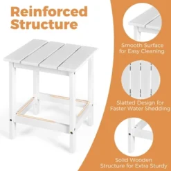 Costway 3PCS Patio Adirondack Chair Side Table Set Solid Wood Garden Deck White -Outdoor Deals Garden Store GUEST de1c3d25 bb20 493e aac7 0143ebfbb094