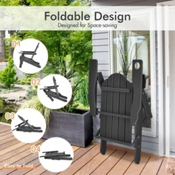 Costway HDPE Patio Folding Adirondack Chair Ottoman Set Footrest All-Weather -Outdoor Deals Garden Store GUEST de7ab2dc b9f3 443d b57c 2de926756e6a
