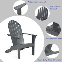 Costway Outdoor Adirondack Chair Solid Wood Durable Patio Garden Furniture GrayNaturalWhite -Outdoor Deals Garden Store GUEST de8eb6d3 613b 4369 ac9d dd0a0d15b748