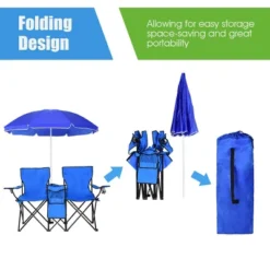 Costway Portable Folding Picnic Double Chair W/Umbrella Table Cooler Beach Camping Chair -Outdoor Deals Garden Store GUEST e0bb56f8 8ff9 4e00 8c80 2590019f27f9