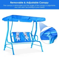Costway Kids Patio Swing Chair Children Porch Bench Canopy 2 Person Yard Furniture Blue -Outdoor Deals Garden Store GUEST e215ff7e 6eb6 4bc6 9722 1a16819edac0