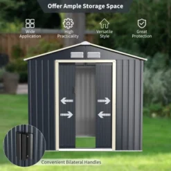 Costway Metal Storage Shed For Garden And Tools W/Sliding Double Lockable Doors -Outdoor Deals Garden Store GUEST e23eb725 129c 4150 aead f9fe554a7ea8