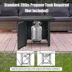 Costway 32'' Square Propane Gas Fire Pit Table With Glass Stones Rain Cover 50,000 BTU -Outdoor Deals Garden Store GUEST e2eec16d 78c5 498a 9131 5ade609bab86